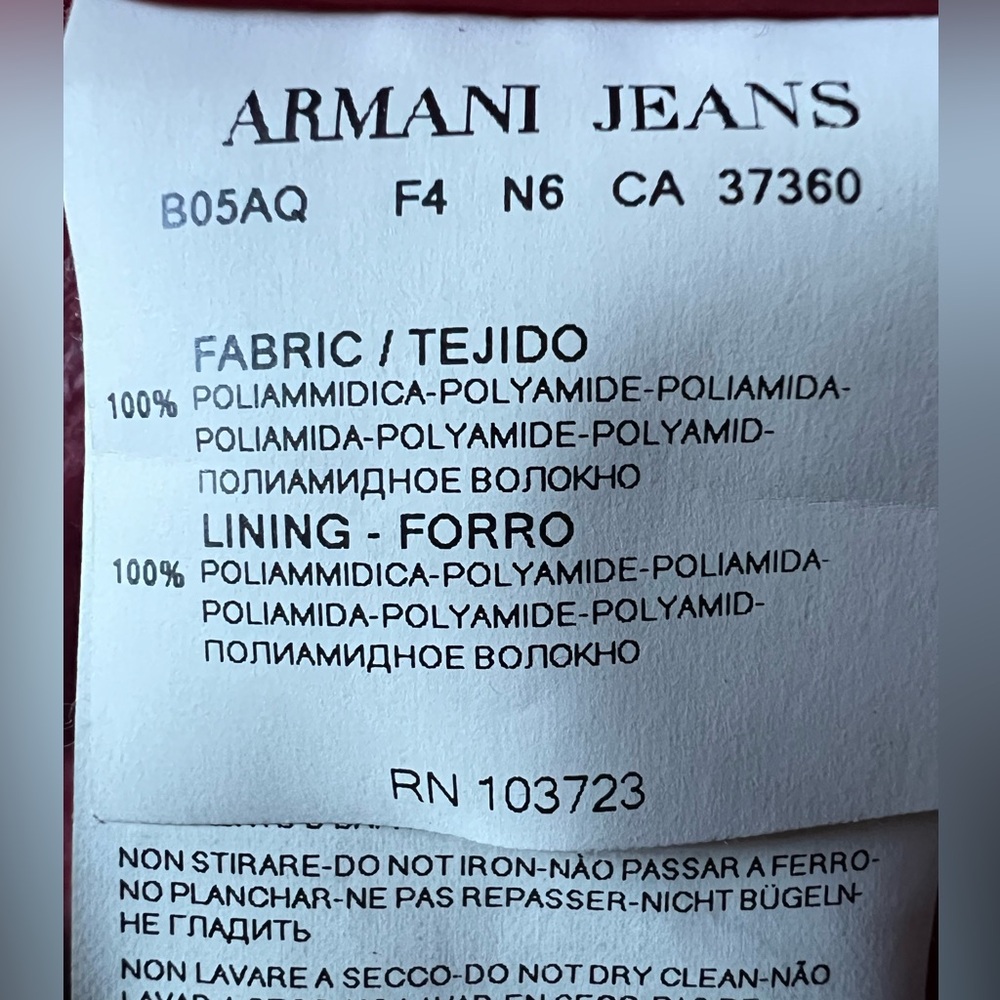 Armani Jeans Red Quilted Jacket - Picture 7 of 7
